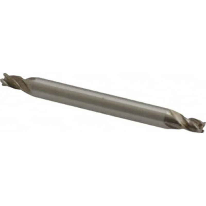 Value Collection 1/8, 3/16 LOC, 3/16 Shank Diam, 2 OAL, 4 Flute, Cobalt Square End Mill Double End, Uncoated, Spiral ...